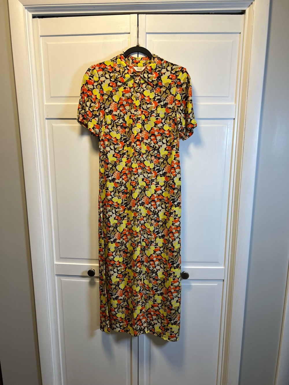 NWT Toast Hedgerow Print Crepe Shirt Dress Size Women’s 6 Color Orange/Yellow